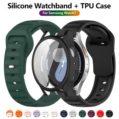 Ốp lưng silicon TPU, dây đeo cho Samsung Galaxy Watch 7 40/44mm, bảo vệ màn hình, phụ kiện