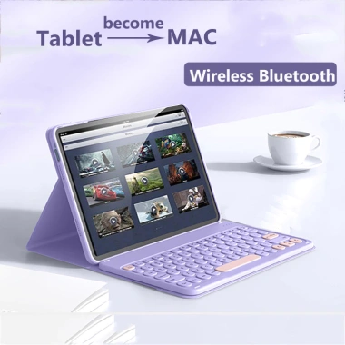 Ốp Lưng Tháo Rời Vivo Pad SE 12.3 5 Pro 2.025 13 inch Pad3 Pro IQOO Pad2 Pro – Flip Stand, Bàn Phím, Trackpad, Capkey Tròn