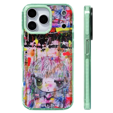Ốp lưng treo tường Graffiti Girl - Vỏ sạc không dây cho iPhone 12‑17, mềm, chống sốc 7