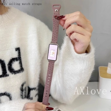 Ốp Lưng Trong Suốt Dây Đeo Silicon cho Huawei & Honor Band 10-6Pro Da Báo Thay Thế Dây Đồng Hồ