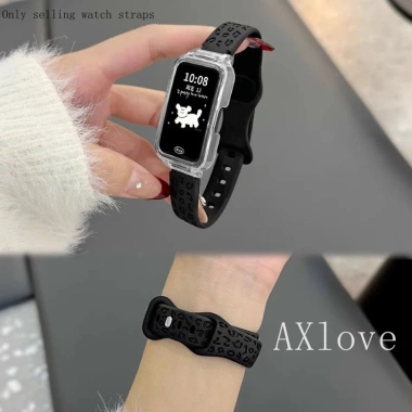 Ốp Lưng Trong Suốt Dây Đeo Silicon cho Huawei & Honor Band 10-6Pro Da Báo Thay Thế Dây Đồng Hồ