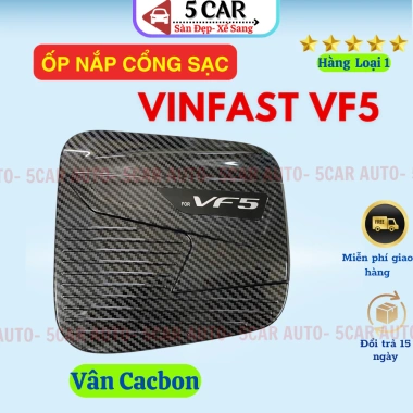Ốp nắp che cổng sạc Vinfast VF5 Herio Green - Vân Cacbon, chống xước, chỉ 148k