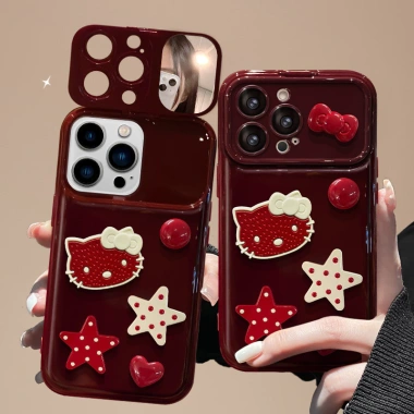 Ốp Silicon Hello Kitty Cửa Sổ Lớn Chống Sốc cho iPhone13/14/15 Pro