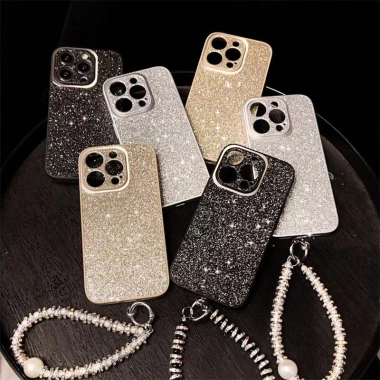 Ốp Silicon Lấp Lánh Kim Cương Giả cho iPhone 16/15/14/13/12/11 Pro X xs Max Xr 15Plus 16Plus - Bảo Vệ Mềm Thả Mặt Sau