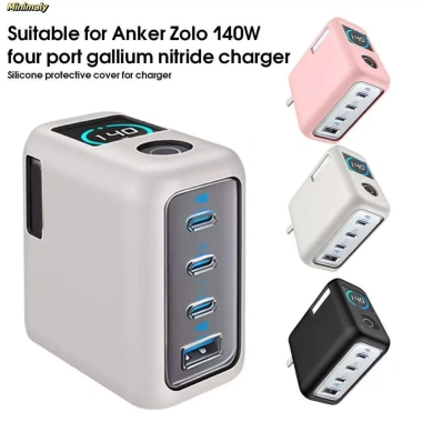Ốp Silicone MINIMALY Màu Trơn Bảo Vệ, Chống Bụi và Sốc Cho Anker Zolo 140W Du Lịch