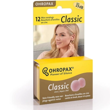 Ốp tai OHROPAX CLASSIC 12 nút - Chống ồn, ngăn nước, dùng khi bơi, tắm, ngủ, học, máy bay - 239k