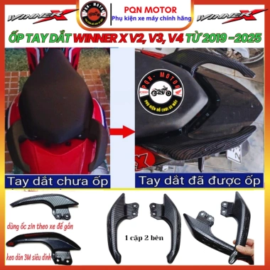 Ốp Tay Dắt, Bọc Mũi Dè Vân Carbon cho Winner X V2/V3 2.019-2.025 - Nhựa ABS Cao Cấp, Lắp Zin