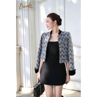 ORENDA MODA Áo khoác dạ tweed nữ dáng lửng thanh lịch, cổ tay nhung - Giá 875.000đ 3 ORENDA MODA Áo khoác dạ tweed nữ dáng lửng thanh lịch, cổ tay nhung - Giá 875.000đ 3