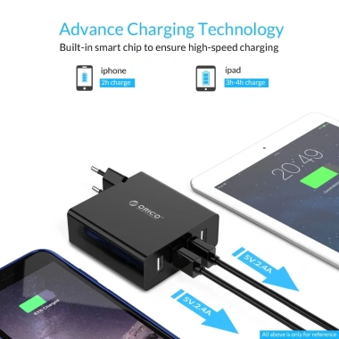Orico DCW-4U Sạc Nhanh 30W 4 Cổng USB 5V2.4A - Du lịch iPhone, Samsung, Xiaomi