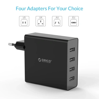 Orico DCW-4U Sạc Nhanh 30W 4 Cổng USB 5V2.4A - Du lịch iPhone, Samsung, Xiaomi