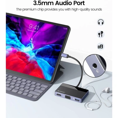 ORICO Hub USB C 7 trong 1 4K HDMI/VGA 100W PD USB‑A 5Gbps âm thanh 3.5mm MacBook Dell HP 341.000₫ 6