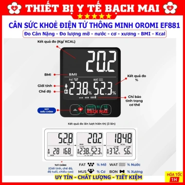 OROMI EF881 Cân sức khỏe điện tử đo mỡ, nước, cơ, xương, BMI, Kcal - Giá chỉ 453.000đ 4