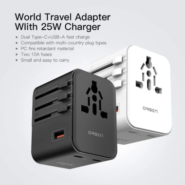 Orsen C18B 25W USB Type-C Đa Năng EU/US/AU/UK - Sạc nhanh cho Android & Laptop, Giá giảm 369.000₫