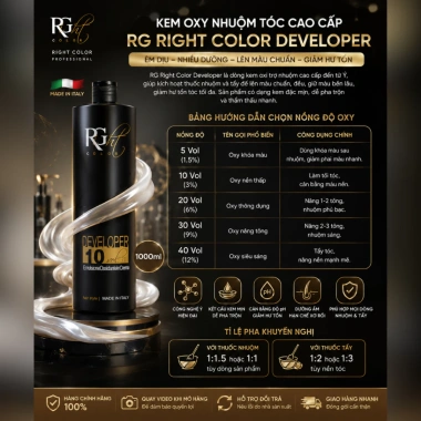 Oxy Trợ Nhuộm RG Right Color Developer 1.000ml: Êm Dịu, Dưỡng Sâu, Made in Italy, Giá chỉ 125.000₫ 4