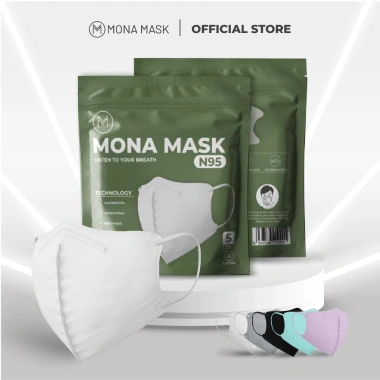 Pack 5 Khẩu Trang Bảo Hộ 3D Mona N95 Chống UV Lọc Nano Ngăn 95% Bụi Siêu Mịn Tái Sử Dụng