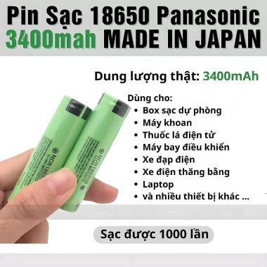 Panasonic 18.650 3.400mAh 3.6V Pin sạc Li-ion chính hãng, Nhật Bản, Giá 160.000₫