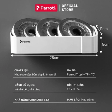 Parroti Trophy TP-01 Giá để đồ nhà tắm đa năng, kệ bếp và kệ dán tường cao cấp - chỉ 84.999₫ 9