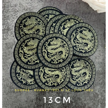 Patch ủi tròn hình thêu rồng 13cm - Gắn áo dài, giá chỉ 12.000đ, giảm từ 14.640