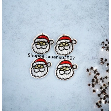 Patch vải thêu giá rẻ - Phôi thêu Noel ông già Noel kẹp tóc, chỉ 156.000 VND