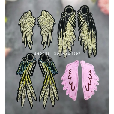 Patch vải ủi nhiệt đôi cánh thêu đính to đẹp - Miếng vá áo, sticker, logo thêu 19k
