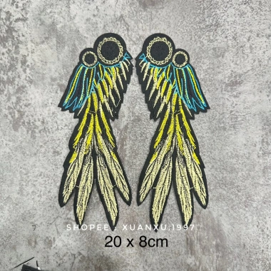 Patch vải ủi nhiệt đôi cánh thêu đính to đẹp - Miếng vá áo, sticker, logo thêu 19k