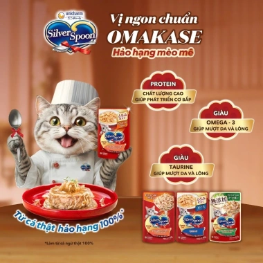 Pate cho Mèo Silver Spoon 60g - Thức ăn ướt dạng sốt & thạch, vị cá thật, Bếp Của Cưng, giá ưu đãi 16.800₫