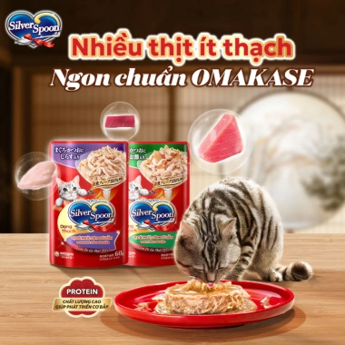 Pate cho Mèo Silver Spoon 60g - Thức ăn ướt dạng sốt & thạch, vị cá thật, Bếp Của Cưng, giá ưu đãi 16.800₫