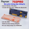Paynan 702Pro - Bàn phím không dây chống ồn, 3 chế độ Cáp/USB2.4G/Bluetooth, RGB, pin 4.000mAh, 500k