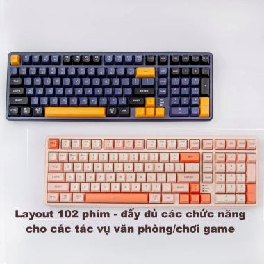Paynan 702Pro - Bàn phím không dây chống ồn, 3 chế độ Cáp/USB2.4G/Bluetooth, RGB, pin 4.000mAh, 500k