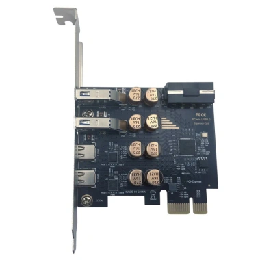 PCIe X1 sang 2 Cổng C+ + 2 USB 3.2 Gen1 5Gbps HUB, nguồn 4Pin, mở rộng thẻ