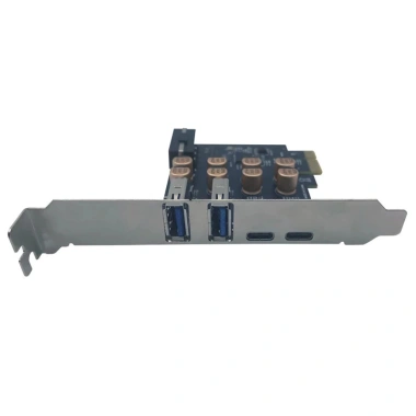 PCIe X1 sang 2 Cổng C+ + 2 USB 3.2 Gen1 5Gbps HUB, nguồn 4Pin, mở rộng thẻ