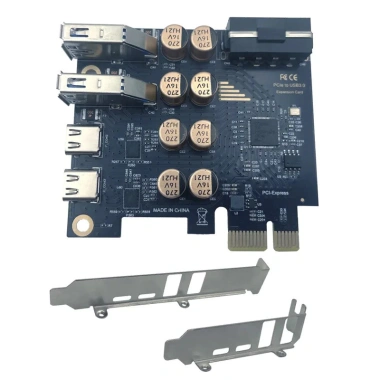 PCIe X1 sang 2 Cổng C+ + 2 USB 3.2 Gen1 5Gbps HUB, nguồn 4Pin, mở rộng thẻ