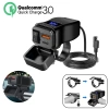 PD QC3.0 60W Sạc Nhanh Xe Máy - Tay Cầm USB Kép 12V, Chống Thấm, Công Tắc Vôn