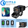 PD QC3.0 60W Sạc Nhanh Xe Máy - Tay Cầm USB Kép 12V, Chống Thấm, Công Tắc Vôn 4
