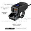 PD QC3.0 60W Sạc Nhanh Xe Máy - Tay Cầm USB Kép 12V, Chống Thấm, Công Tắc Vôn 8
