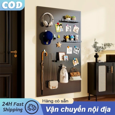 Pegboard Kim loại 150x80cm Kệ treo tường 20 móc - Giá 271.000đ, dụng cụ và đồ phần cứng