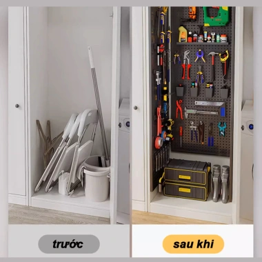 Pegboard Kim loại 150x80cm Kệ treo tường 20 móc - Giá 271.000đ, dụng cụ và đồ phần cứng 5 Pegboard Kim loại 150x80cm Kệ treo tường 20 móc - Giá 271.000đ, dụng cụ và đồ phần cứng 5