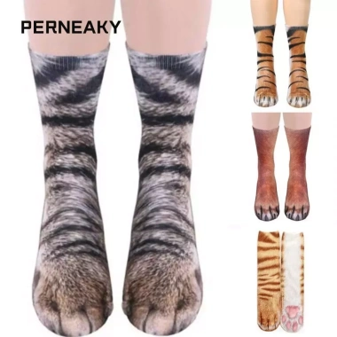 PENEAKY Tất Chó Mèo Khủng Long Hổ In Thoáng Khí Cotton Quà Tặng Giáng Sinh