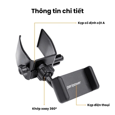 Peripower Giá đỡ điện thoại xe hơi MT-05 Kẹp cột A xoay 360 8PPB60.045 149k 4