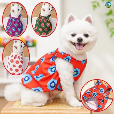 Pet Sling Dress Flower Bud Loại D Khóa – Dây kéo đa mùa, thoáng khí cho chó mèo