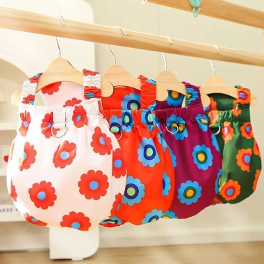 Pet Sling Dress Flower Bud Loại D Khóa – Dây kéo đa mùa, thoáng khí cho chó mèo