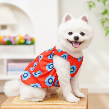 Pet Sling Dress Flower Bud Loại D Khóa – Dây kéo đa mùa, thoáng khí cho chó mèo