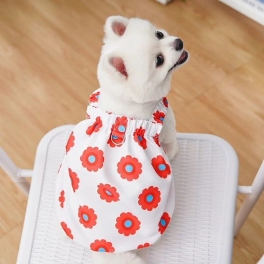 Pet Sling Dress Flower Bud Loại D Khóa – Dây kéo đa mùa, thoáng khí cho chó mèo