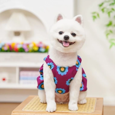 Pet Sling Dress Flower Bud Loại D Khóa – Dây kéo đa mùa, thoáng khí cho chó mèo
