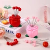 PfultR 10 miếng nĩa trái cây thép không gỉ hình hoa hồng - Dễ dàng hái trái, trang trí nhà, giảm giá 102.740₫ 2