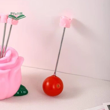 PfultR 10 miếng nĩa trái cây thép không gỉ hình hoa hồng - Dễ dàng hái trái, trang trí nhà, giảm giá 102.740₫ 6
