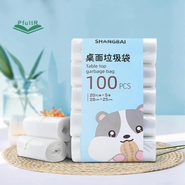 PfultR 5Roll 100 Túi Đựng Rác Dày Nhỏ Dùng Một Lần Bàn Rác Nhà Bếp - Giá 37.600đ 2