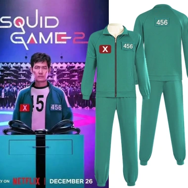 Pg Squid Game 2 cosplay vải đỏ áo liền quần, hoodie xanh lá cây - bộ trang phục sân khấu, giá 399.600 VND 2
