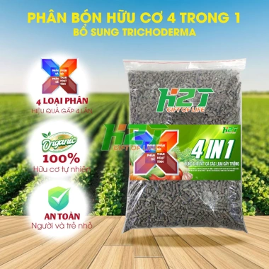 Phân bón hữu cơ 4 in 1 1kg - Gà nhật, bò, dê, than hoạt tính, bón rau hoa, 34.000₫
