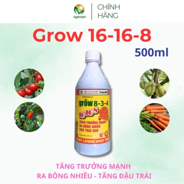 Phân bón lá Grow 16-16-8 500ml - Tăng trưởng nhanh, đâm chồi mạnh, ra hoa đậu trái, 29.000đ